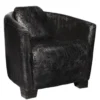 Art Deco Echtleder Sessel Ebony Leder / Antik-Schwarz - Clubsessel - Lounge Sessel