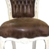 Barock Esszimmer Stuhl Braun / Creme Lederoptik