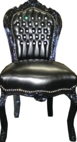 Barock Esszimmer Stuhl Schwarz / Schwarz Lederoptik Bling Bling