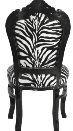 Barock Esszimmer Stuhl Zebra / Schwarz