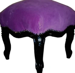 Barock Fußhocker Lila / Schwarz
