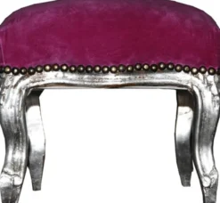 Barock Fußhocker Lila / Silber