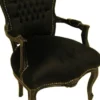 Barock Salon Stuhl Schwarz / Schwarz