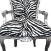Barock Salon Stuhl Zebra / Silber