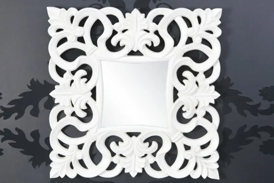 Barock Wandspiegel Weiss Antik, Höhe 76 cm, Breite 76 cm, Edel & Prunkvoll