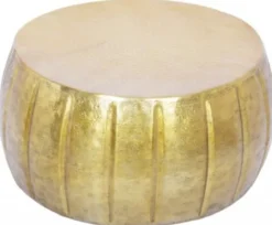 Casa Padrino Aluminium Couchtisch Gold Ø 65 x H. 31 cm - Runder Wohnzimmertisch im orientalischen Stil - Wohnzimmer Möbel