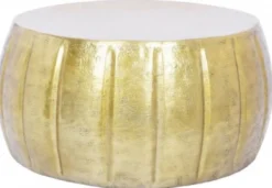 Casa Padrino Aluminium Couchtisch Gold Ø 65 x H. 31 cm - Runder Wohnzimmertisch im orientalischen Stil - Wohnzimmer Möbel