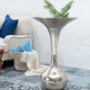 Casa Padrino Antik Stil Barock Blumenvase Raw Aluminium 90cm - Pflanzentopf - Hotel Dekoration - Blumengefäss Standvase