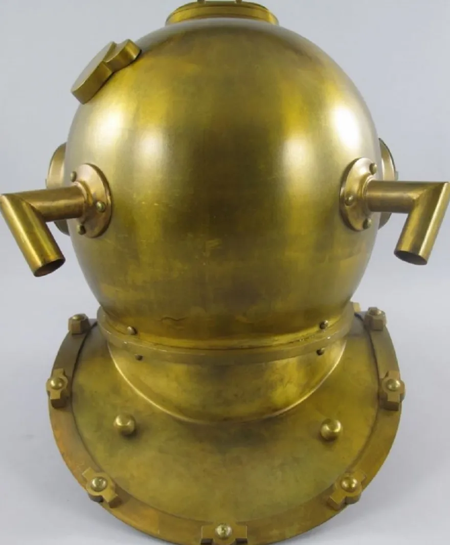 Casa Padrino Antik Stil Deko Taucherhelm Messing brüniert 35 x 50 x H. 47 cm - Wohnzimmer Deko - Schreibtisch Deko - Luxus Deko - Deko Accessoires