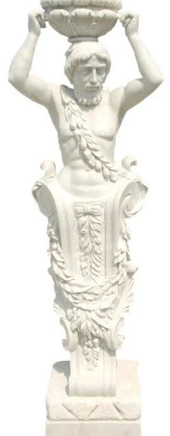 Casa Padrino Antik Stil Marmor Skulptur Mann mit Blumentopf Weiß H. 180 cm
