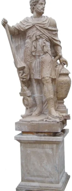 Casa Padrino Antik Stil Marmor Skulptur Römer auf Säule linke Seite Beige H. 280 cm