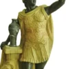 Casa Padrino Antik Stil Marmor Skulptur Römer mit Fackel links Gelb / Grau H. 150 cm