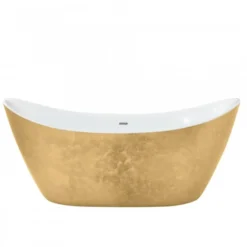 Casa Padrino Art Deco Badewanne freistehend Gold Modell He-Hyl 1730mm - Freistehende Retro Antik Jugendstil Badewanne