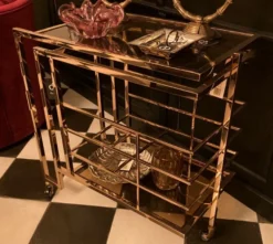 Casa Padrino Art Deco Bar Trolley Servierwagen Gold / Smoked Glass 77 x 42 x H. 77,5 cm - Hotel & Restaurant Möbel