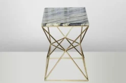Casa Padrino Art Deco Beistelltisch Gold Metall / Marmor 35 x 35 cm - Jugendstil Tisch