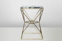 Casa Padrino Art Deco Beistelltisch Gold Metall / Marmor 35 x 35 cm - Jugendstil Tisch