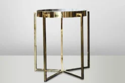 Casa Padrino Art Deco Beistelltisch Gold Metall / Marmor 65 x 65 cm - Jugendstil Tisch - Blumenständer