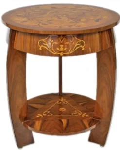 Casa Padrino Art Deco Beistelltisch Mahagoni Intarsien H65 x 75cm - Ludwig XVI Antik Stil Tisch - Möbel