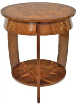 Casa Padrino Art Deco Beistelltisch Mahagoni Intarsien H65 x 75cm - Ludwig XVI Antik Stil Tisch - Möbel