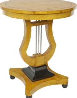 Casa Padrino Art Deco Beistelltisch Vogelaugenahorn Hellbraun / Schwarz / Silber Ø 55 x H. 70 cm - Art Deco Wohnzimmer Möbel