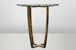 Casa Padrino Art Deco Beistelltisch Gold Metall / Marmor 35 x 35 cm - Jugendstil Tisch - Blumentisch