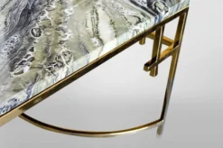 Casa Padrino Art Deco Couchtisch Jugendstil Gold Metall / Marmor 130 x 70 cm