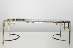 Casa Padrino Art Deco Couchtisch Jugendstil Gold Metall / Marmor 130 x 70 cm