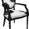 Casa Padrino Art Deco Esszimmerstuhl Weiß / Schwarz - Massivholz Stuhl mit Armlehnen - Art Deco Esszimmer Möbel