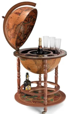 Casa Padrino Art Deco Getränke Servierwagen Globus Bar Braun / Mehrfarbig 60.5 x H. 97 cm - Art Deco Möbel
