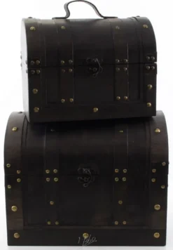 Casa Padrino Art Deco Holz Lunchbox Set Schwarz - Wohnzimmer Dekoration