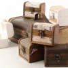 Casa Padrino Art Deco Holz Schmuckkästen 7er Set Braun / Mehrfarbig - Deko Truhen