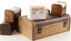 Casa Padrino Art Deco Holz Schmuckkästen 7er Set Braun / Mehrfarbig - Deko Truhen