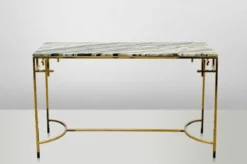 Casa Padrino Art Deco Konsolentisch Gold Metall / Marmor 130 x 40 cm - Jugendstil Konsole - Möbel Wohnzimmer