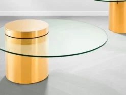 Casa Padrino Art Deco Luxus Couchtisch Gold - 90 x H. 43 cm