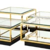Casa Padrino Art Deco Luxus Couchtisch Gold 4er Set - Wohnzimmer Salon Tisch