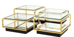 Casa Padrino Art Deco Luxus Couchtisch Gold 4er Set - Wohnzimmer Salon Tisch