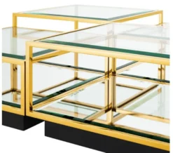 Casa Padrino Art Deco Luxus Couchtisch Gold 4er Set - Wohnzimmer Salon Tisch