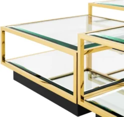 Casa Padrino Art Deco Luxus Couchtisch Gold 4er Set - Wohnzimmer Salon Tisch