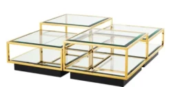 Casa Padrino Art Deco Luxus Couchtisch Gold 4er Set - Wohnzimmer Salon Tisch