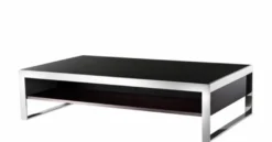Casa Padrino Art Deco Luxus Couchtisch Ebenholz Furnier 140 x 80 x H. 35 cm - Hochglanz Wohnzimmertisch