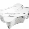 Casa Padrino Art Deco Luxus Couchtisch - Wohnzimmer Salon Tisch aus Kunstmarmor in Weiß - 116 x 76 x H. 38 cm