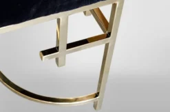 Casa Padrino Art Deco Luxus Hocker Edelstahl Schwarz / Gold - Vintage Jugendstil Möbel