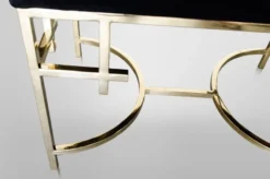 Casa Padrino Art Deco Luxus Hocker Edelstahl Schwarz / Gold - Vintage Jugendstil Möbel
