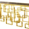 Casa Padrino Art Deco Luxus Konsole Edelstahl Gold Finish mit Marmorplatte 150 x 60 x H. 77 cm