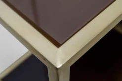 Casa Padrino Art Deco Luxus Regal Schrank Edelstahl Gold mit getönten Glasböden H108 x 190 x 40 cm