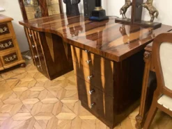 Casa Padrino Art Deco Schreibtisch Braun 180 x 90 x H. 81 cm - Massivholz Bürotisch - Computertisch - Büro Möbel - Luxus Möbel - Massivholz Möbel - Luxus Einrichtung - Büro Einrichtung