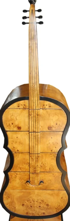 Casa Padrino Art Deco Schubladen Schrank in Vogelaugenahorn Bass Instrumenten Design - 50 x 35 x 155 cm