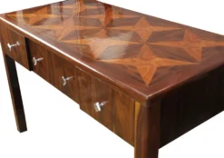 Casa Padrino Art Deco Sekretär Braun Intarsien 129 x 66 x H86 mit 3 Schubladen - Designer Schreibtisch