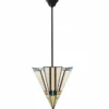 Casa Padrino Art Deco Tiffany Hängeleuchte Bunt / Schwarz H. 93 cm - Tiffany Leuchten