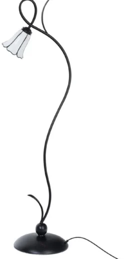 Casa Padrino Art Deco Tiffany Stehleuchte Schwarz / Weiß H. 160,5 cm - Tiffany Leuchten